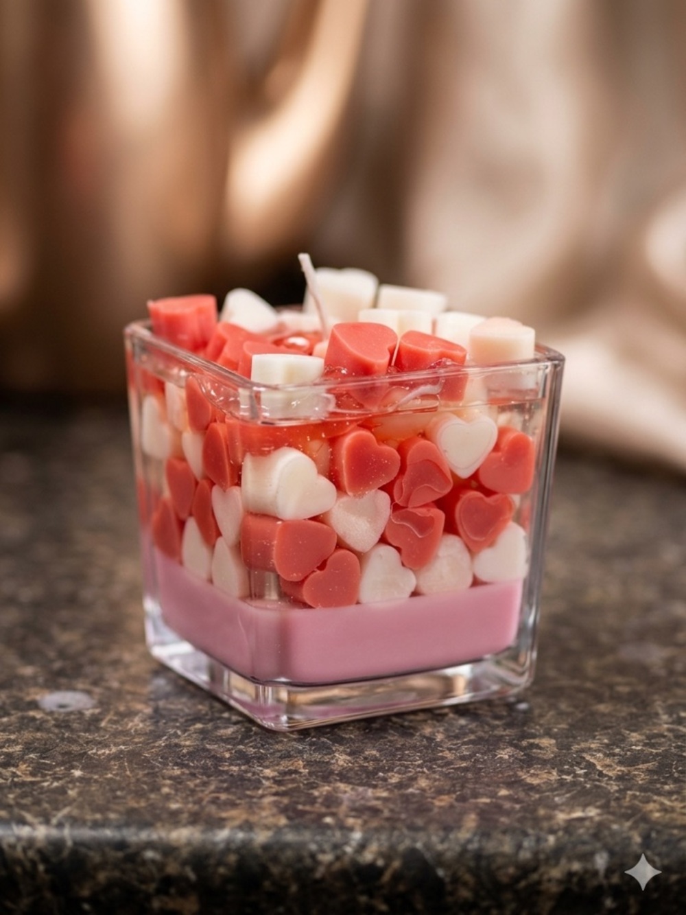 Heart Candy Candle in Pink and Coral